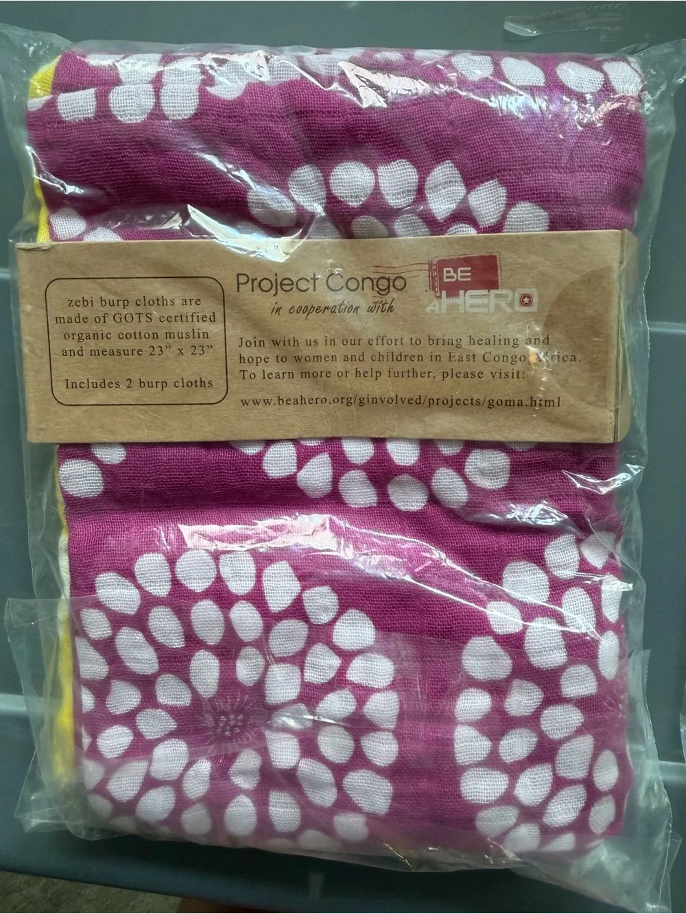 Zebi Baby Kids Yellow & Purple Floral Burp Cloths Set